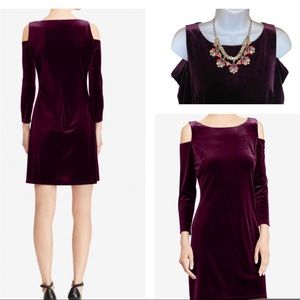American Living Cold Shoulder Purple Velvet Dress